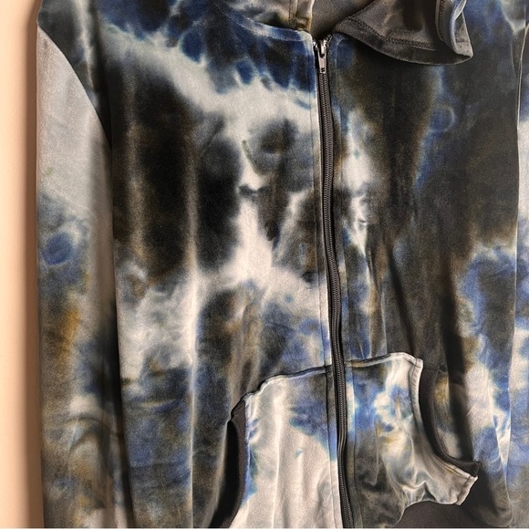 Hotouch Women’s Tie-Dye Zip-Up Soft Velvety Hoodie Blue/Brown Size L EUC - Picture 2 of 6